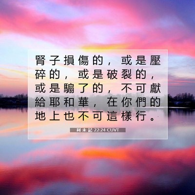 Picture 07 - 利 未 記 22:24 CUVT - 腎 子 損 傷 的 ， 或 是 壓 碎 的 ， - Bible Verse Picture