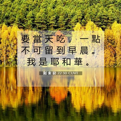 Picture 07 - 利 未 記 22:30 CUVT - 要 當 天 吃 ， 一 點 不 可 留 到 早 - Bible Verse Picture