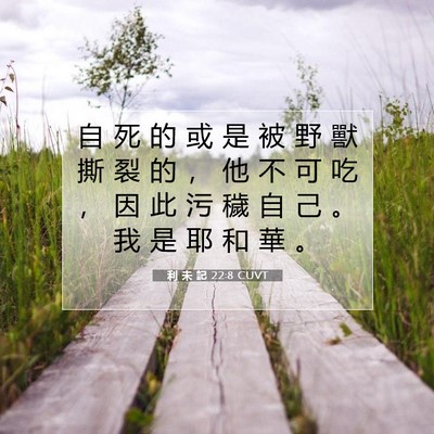 Picture 07 - 利 未 記 22:8 CUVT - 自 死 的 或 是 被 野 獸 撕 裂 的 ， - Bible Verse Picture