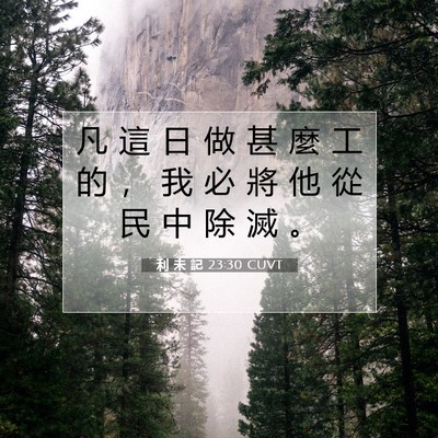 Picture 07 - 利 未 記 23:30 CUVT - 凡 這 日 做 甚 麼 工 的 ， 我 必 將 - Bible Verse Picture
