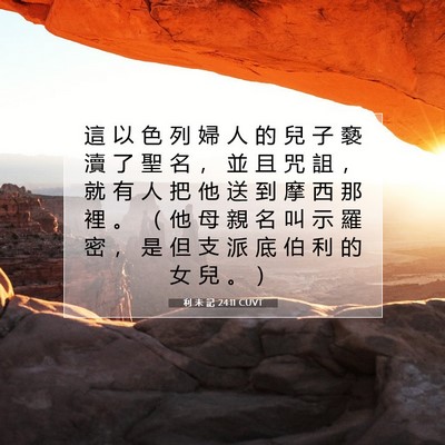 Picture 07 - 利 未 記 24:11 CUVT - 這 以 色 列 婦 人 的 兒 子 褻 瀆 了 - Bible Verse Picture