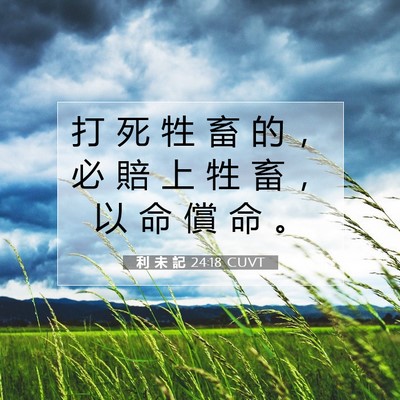 Picture 07 - 利 未 記 24:18 CUVT - 打 死 牲 畜 的 ， 必 賠 上 牲 畜 ， - Bible Verse Picture