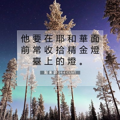 Picture 07 - 利 未 記 24:4 CUVT - 他 要 在 耶 和 華 面 前 常 收 拾 精 - Bible Verse Picture