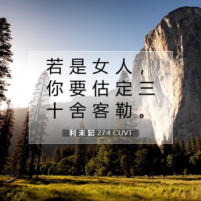 Picture 07 - 利 未 記 27:4 CUVT - 若 是 女 人 ， 你 要 估 定 三 十 舍 - Bible Verse Picture