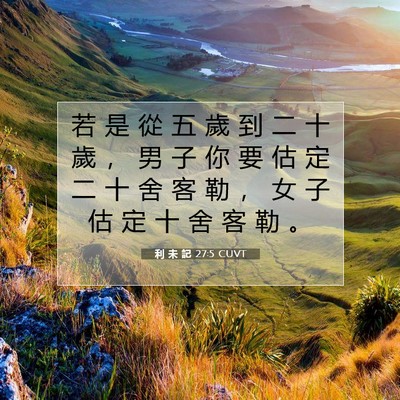 Picture 07 - 利 未 記 27:5 CUVT - 若 是 從 五 歲 到 二 十 歲 ， 男 子 - Bible Verse Picture