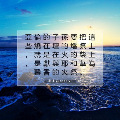 Picture 07 - 利 未 記 3:5 CUVT - 亞 倫 的 子 孫 要 把 這 些 燒 在 壇 - Bible Verse Picture