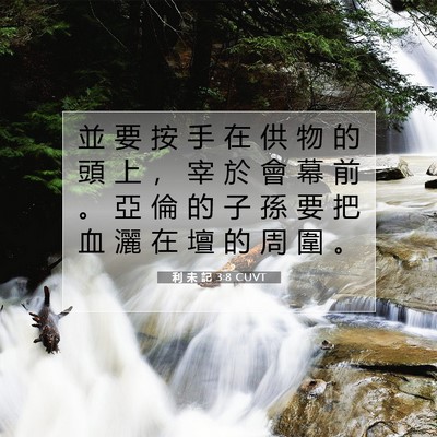 Picture 07 - 利 未 記 3:8 CUVT - 並 要 按 手 在 供 物 的 頭 上 ， 宰 - Bible Verse Picture