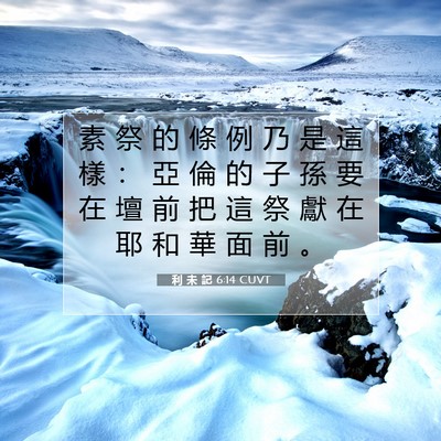 Picture 07 - 利 未 記 6:14 CUVT - 素 祭 的 條 例 乃 是 這 樣 ： 亞 倫 - Bible Verse Picture