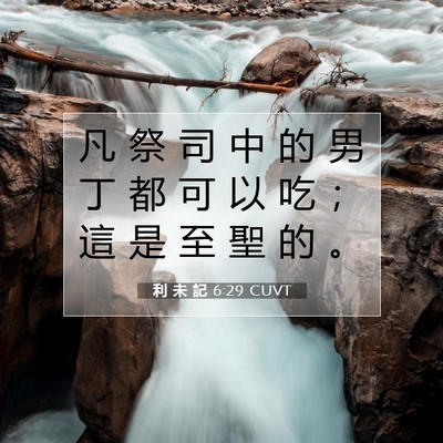 Picture 07 - 利 未 記 6:29 CUVT - 凡 祭 司 中 的 男 丁 都 可 以 吃 ； - Bible Verse Picture
