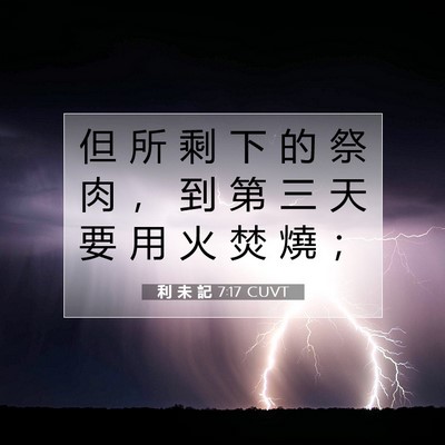 Picture 07 - 利 未 記 7:17 CUVT - 但 所 剩 下 的 祭 肉 ， 到 第 三 天 - Bible Verse Picture