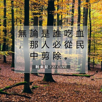 Picture 07 - 利 未 記 7:27 CUVT - 無 論 是 誰 吃 血 ， 那 人 必 從 民 - Bible Verse Picture