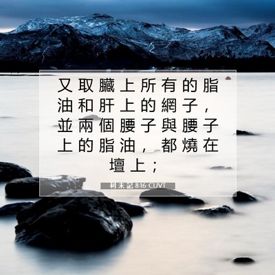 Picture 07 - 利 未 記 8:16 CUVT - 又 取 臟 上 所 有 的 脂 油 和 肝 上 - Bible Verse Picture