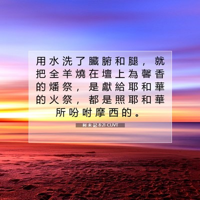 Picture 07 - 利 未 記 8:21 CUVT - 用 水 洗 了 臟 腑 和 腿 ， 就 把 全 - Bible Verse Picture