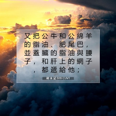 Picture 07 - 利 未 記 9:19 CUVT - 又 把 公 牛 和 公 綿 羊 的 脂 油 、 - Bible Verse Picture
