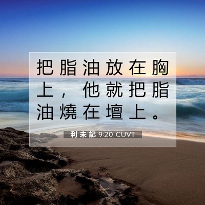 Picture 07 - 利 未 記 9:20 CUVT - 把 脂 油 放 在 胸 上 ， 他 就 把 脂 - Bible Verse Picture