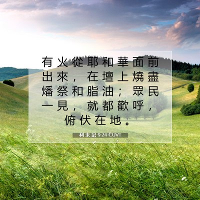 Picture 07 - 利 未 記 9:24 CUVT - 有 火 從 耶 和 華 面 前 出 來 ， 在 - Bible Verse Picture