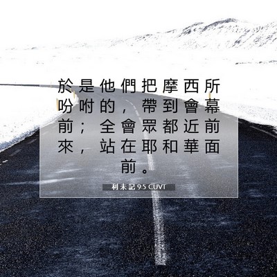 Picture 07 - 利 未 記 9:5 CUVT - 於 是 他 們 把 摩 西 所 吩 咐 的 ， - Bible Verse Picture