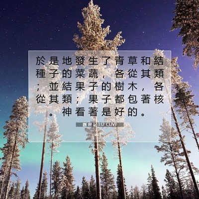 Picture 07 - 創 世 記 1:12 CUVT - 於 是 地 發 生 了 青 草 和 結 種 子 - Bible Verse Picture