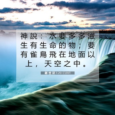 Picture 07 - 創 世 記 1:20 CUVT - 神 說 ： 水 要 多 多 滋 生 有 生 命 - Bible Verse Picture
