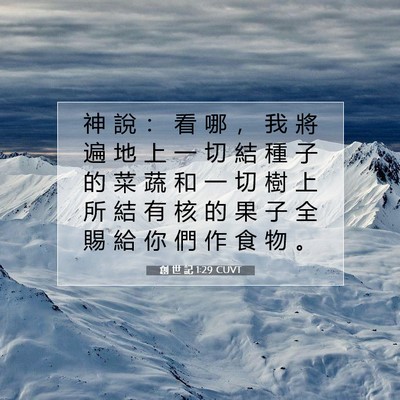 Picture 07 - 創 世 記 1:29 CUVT - 神 說 ： 看 哪 ， 我 將 遍 地 上 一 - Bible Verse Picture