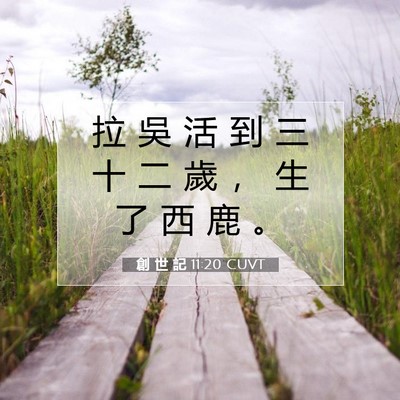 Picture 07 - 創 世 記 11:20 CUVT - 拉 吳 活 到 三 十 二 歲 ， 生 了 西 - Bible Verse Picture