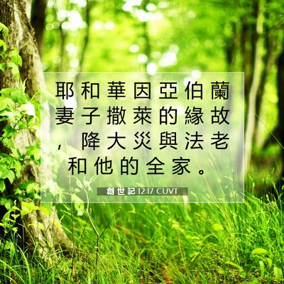 Picture 07 - 創 世 記 12:17 CUVT - 耶 和 華 因 亞 伯 蘭 妻 子 撒 萊 的 - Bible Verse Picture