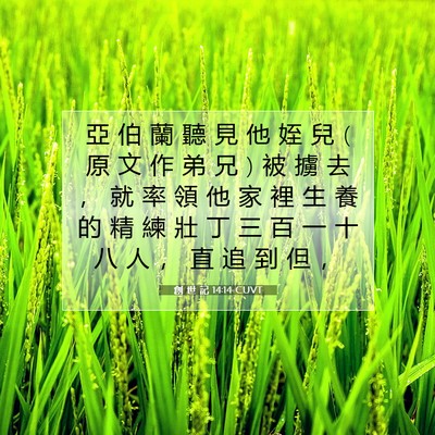 Picture 07 - 創 世 記 14:14 CUVT - 亞 伯 蘭 聽 見 他 姪 兒 ( 原 文 作 弟 - Bible Verse Picture