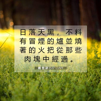 Picture 07 - 創 世 記 15:17 CUVT - 日 落 天 黑 ， 不 料 有 冒 煙 的 爐 - Bible Verse Picture