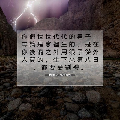 Picture 07 - 創 世 記 17:12 CUVT - 你 們 世 世 代 代 的 男 子 ， 無 論 - Bible Verse Picture