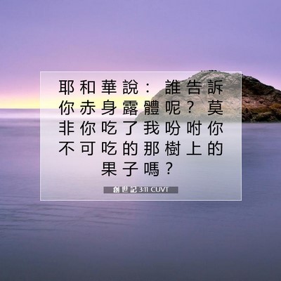 Picture 07 - 創 世 記 3:11 CUVT - 耶 和 華 說 ： 誰 告 訴 你 赤 身 露 - Bible Verse Picture