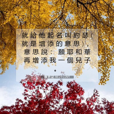 Picture 07 - 創 世 記 30:24 CUVT - 就 給 他 起 名 叫 約 瑟 ( 就 是 增 添 - Bible Verse Picture