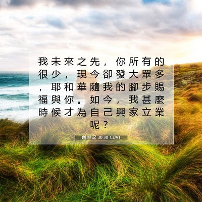 Picture 07 - 創 世 記 30:30 CUVT - 我 未 來 之 先 ， 你 所 有 的 很 少 - Bible Verse Picture