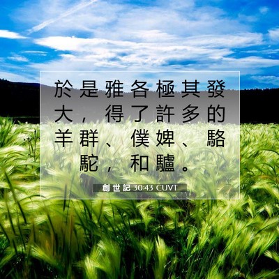 Picture 07 - 創 世 記 30:43 CUVT - 於 是 雅 各 極 其 發 大 ， 得 了 許 - Bible Verse Picture