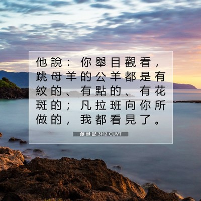 Picture 07 - 創 世 記 31:12 CUVT - 他 說 ： 你 舉 目 觀 看 ， 跳 母 羊 - Bible Verse Picture