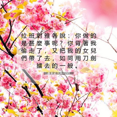 Picture 07 - 創 世 記 31:26 CUVT - 拉 班 對 雅 各 說 ： 你 做 的 是 甚 - Bible Verse Picture