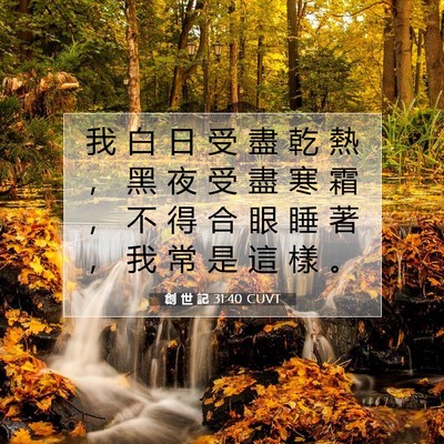Picture 07 - 創 世 記 31:40 CUVT - 我 白 日 受 盡 乾 熱 ， 黑 夜 受 盡 - Bible Verse Picture