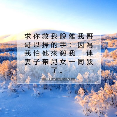 Picture 07 - 創 世 記 32:11 CUVT - 求 你 救 我 脫 離 我 哥 哥 以 掃 的 - Bible Verse Picture