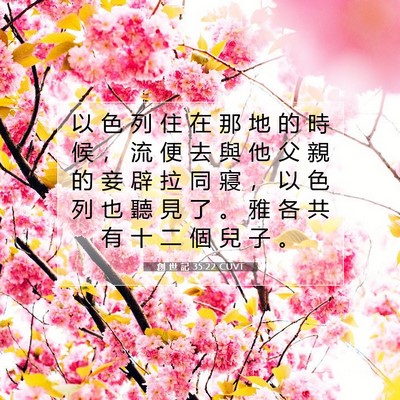 Picture 07 - 創 世 記 35:22 CUVT - 以 色 列 住 在 那 地 的 時 候 ， 流 - Bible Verse Picture