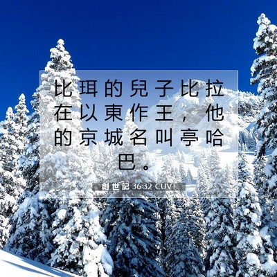 Picture 07 - 創 世 記 36:32 CUVT - 比 珥 的 兒 子 比 拉 在 以 東 作 王 - Bible Verse Picture