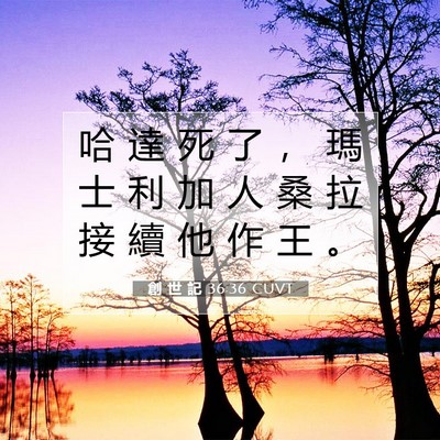 Picture 07 - 創 世 記 36:36 CUVT - 哈 達 死 了 ， 瑪 士 利 加 人 桑 拉 - Bible Verse Picture