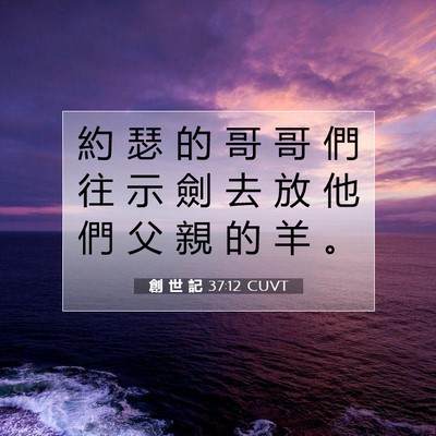 Picture 07 - 創 世 記 37:12 CUVT - 約 瑟 的 哥 哥 們 往 示 劍 去 放 他 - Bible Verse Picture