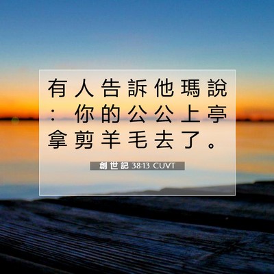 Picture 07 - 創 世 記 38:13 CUVT - 有 人 告 訴 他 瑪 說 ： 你 的 公 公 - Bible Verse Picture