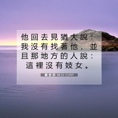 Picture 07 - 創 世 記 38:22 CUVT - 他 回 去 見 猶 大 說 ： 我 沒 有 找 - Bible Verse Picture