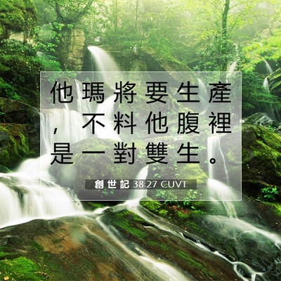 Picture 07 - 創 世 記 38:27 CUVT - 他 瑪 將 要 生 產 ， 不 料 他 腹 裡 - Bible Verse Picture