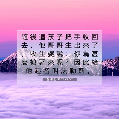 Picture 07 - 創 世 記 38:29 CUVT - 隨 後 這 孩 子 把 手 收 回 去 ， 他 - Bible Verse Picture