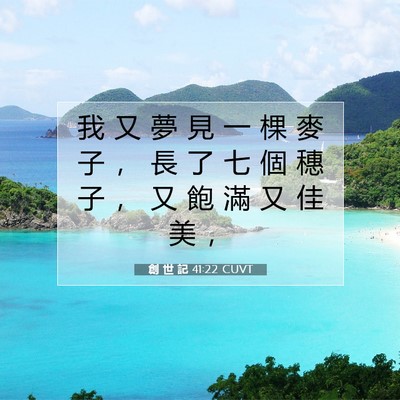 Picture 07 - 創 世 記 41:22 CUVT - 我 又 夢 見 一 棵 麥 子 ， 長 了 七 - Bible Verse Picture