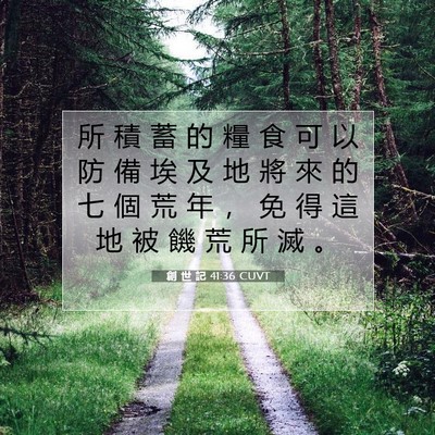 Picture 07 - 創 世 記 41:36 CUVT - 所 積 蓄 的 糧 食 可 以 防 備 埃 及 - Bible Verse Picture