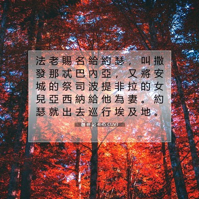 Picture 07 - 創 世 記 41:45 CUVT - 法 老 賜 名 給 約 瑟 ， 叫 撒 發 那 - Bible Verse Picture