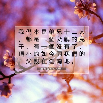 Picture 07 - 創 世 記 42:32 CUVT - 我 們 本 是 弟 兄 十 二 人 ， 都 是 - Bible Verse Picture