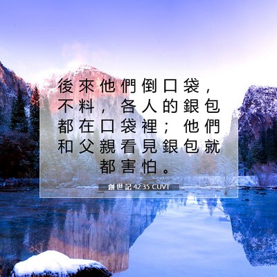 Picture 07 - 創 世 記 42:35 CUVT - 後 來 他 們 倒 口 袋 ， 不 料 ， 各 - Bible Verse Picture